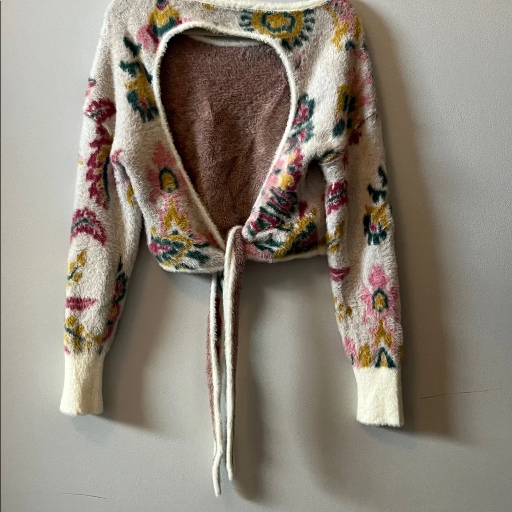 Daily practice by Anthropologie floral ope back fuzzy sweater - Picture 8 of 8